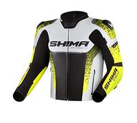 SHIMA STR 2.0 Giacca da moto - Pelle, giacca sportiva con protezioni per schiena, gomiti, spalle, pelle traforata, per tuta 2 pezzi (Fluo, 52)