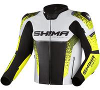 SHIMA STR 2.0 Giacca in pelle per moto, nero-bianco-giallo, taglia 50 per maschi