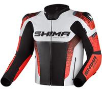 SHIMA STR 2.0 Giacca in pelle per moto, nero-bianco-rosso, taglia 48 per maschi