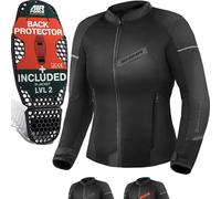 SHIMA X-MESH Giacca Moto Donna AIRFORCE Paraschiena Giubbotto Protezioni Estiva Giacche Ventilato Leggero Motociclista Abbigliamento Protezione Mesh Ventilata Estate (Donne, Nero, XS)