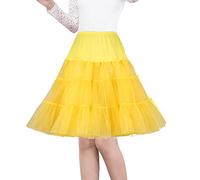 SHIMALY Sottogonna da donna anni '50, stile vintage, 66 cm, con tutù, Giallo, S-M