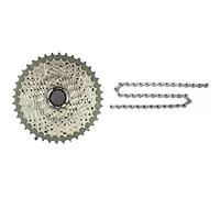 SHIMANO Deore Xt Cs-M8000, Cassetta Pignoni 11 velocità, 11-46 Denti, Argento & Cn-Hg701-11 Catena, Silver, L