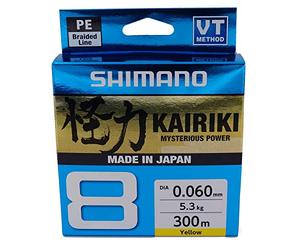 Shimano Kairiki 59WPLA68R3 - Lenza da pesca intrecciata, 8, 300 m, colore: giallo