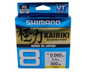 SHIMANO Kairiki 8, 300m, giallo, Treccia da pesca intrecciata 8 volte