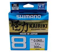 SHIMANO Kairiki 8, 300 Meter, Giallo, 0.100mm/6.5kg, Filo da Pesca Intrecciato, 59WPLA68R31