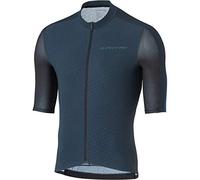 SHIMANO Maglia Manica Corta da Uomo, S-PHYRE Flash, Nero/Blu, Taglia S