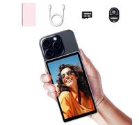 Shimbol CP5 5" Phone Vlog Selfie Monitor Schermo con Custodia Magnetica in Silicone Rosa,1080P Alloy Shell Touch Screen Selfie Monitor con Telecomando Bluetooth per iPhone Android vlog, Live Streaming
