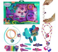Shimmer and Shine - Set di 25 accessori per capelli per ragazze, include fermagli per capelli, elastici e cravatte, set di giocattoli per compleanno, kit fai da te per bambini dai 3 anni in su