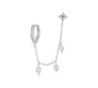 Shimmer doppio Piercing Perno Cerchi Orecchini 925 Argento Sterling Minimalista Elegante Abbigliamento Quotidiano