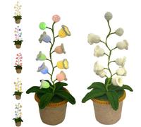 Shimmernest Lilyglow Flowers, Eternalbloom Lily Night Lamp of The Valley Lamp, Crochet Artificial Flower with 7 Little Night Lights,Crocheted Creative Desktop Ornaments (Off-white colored light)