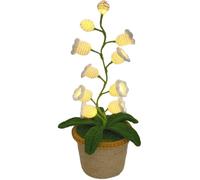 Shimmernest Lilyglow Flowers, Ten Petals Lily of The Valley Lamp, Crochet Artificial Flower with Ten Little Night Lights, Cute Gifts Ornaments for Wife Girlfriend Birthday (White warm light)