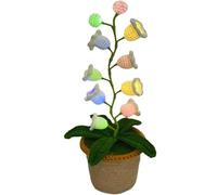Shimmernest Lilyglow Flowers, Ten Petals Lily of The Valley Lamp, Crochet Artificial Flower with Ten Little Night Lights, Cute Gifts Ornaments for Wife Girlfriend Birthday (Off-white color light)