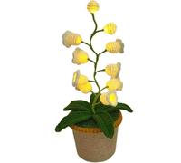 Shimmernest Lilyglow Flowers, Ten Petals Lily of The Valley Lamp, Crochet Artificial Flower with Ten Little Night Lights, Cute Gifts Ornaments for Wife Girlfriend Birthday (Off-white warm light)