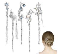 Shimmeroo 5 bacchette per capelli da donna, con pietra lunare, forcine per capelli cinesi, bastoncini vintage per capelli lunghi, panini cinesi Hanfu asiatici