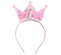 Shimmerz Cerchietto per Compleanno per Bambine 2 3 4 5 6 7 8 Anni Tiara Principessa Rosa Decorazione per Capelli per il Settimo