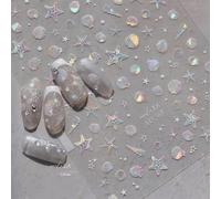 Shimmerz Sommer Seeschale Seestern Nail Art Adesivi Brillanti con Motivo Marino e Incisione Acrilica 5D Tema Oceano