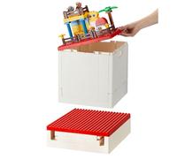 SHIMOYAMA Contenitore pieghevole con coperchio del pannello di costruzione per blocchi duplo, 26 Qt, contenitore impilabile, contenitore multiuso pieghevole da 25 l, per mattoncini Lego Duplo, rosso