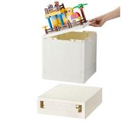 SHIMOYAMA Scatola pieghevole con coperchio a piastra di base per blocchi Duplo, 26Qt. Contenitori impilabili, 25L contenitore multiuso pieghevole per mattoncini Lego Duplo (Bianco)