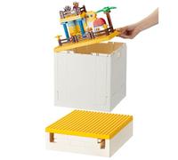SHIMOYAMA Scatola portaoggetti pieghevole con coperchio base da costruzione, organizer per giocattoli pieghevole da 25L per blocchi Duplo, contenitori da 25L per Mega Bloks di dimensioni intermedie