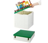 SHIMOYAMA Scatola portaoggetti pieghevole con coperchio della piastra di base per Duplo, cestino impilabile da 25 litri con tavola separata per Lego, contenitore pieghevole da 26 litri, per Lego Duplo