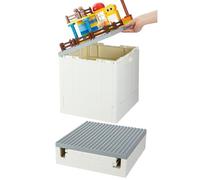 SHIMOYAMA Scatola portaoggetti pieghevole con coperchio della piastra di base per Duplo, cestino impilabile da 25 litri con tavola separata per Lego, contenitore pieghevole da 26 litri, per Lego Duplo
