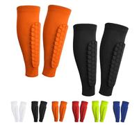 Shin Defender Shin Guards, Shin Defender Shin Guards Kids, Soccer Training Equipment Calf Compression Sleeve for Kids, Youth and Adult (Orange/Black 4)