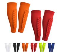 Shin Defender Shin Guards, Shin Defender Shin Guards Kids, Soccer Training Equipment Calf Compression Sleeve for Kids, Youth and Adult (Orange/Red 4)