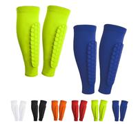 Shin Defender Shin Guards, Shin Defender Shin Guards Kids, Soccer Training Equipment Calf Compression Sleeve for Kids, Youth and Adult (Green/Blue 4)