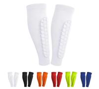 Shin Defender Shin Guards, Shin Defender Shin Guards Kids, Soccer Training Equipment Calf Compression Sleeve for Kids, Youth and Adult (White2)
