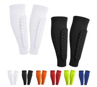 Shin Defender Shin Guards, Shin Defender Shin Guards Kids, Soccer Training Equipment Calf Compression Sleeve for Kids, Youth and Adult (White/Black 4)