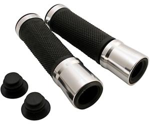 Shin Yo Aluminum/Rubber, manopole del manubrio male Nero/Argento
