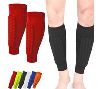 Shinbang Protector 2.0, Shin Defender Shin Guards, Ski Sports Elastic Shin Bang Protetcor with Honeycomb Pads for Kids and Aldult (Red,L)
