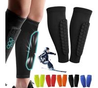 Shinbang Shields, Shinbang Protector 2.0 - Manicotto a compressione con cuscinetti a nido d'ape, parastinchi di alta qualità per sport, calcio e sci, parastinchi da calcio per bambini e adulti (nero,