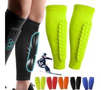 Shinbang Shields, Shinbang Protector 2.0 - Manicotto a compressione con cuscinetti a nido d'ape, parastinchi di alta qualità per sport, calcio e sci, parastinchi da calcio per bambini e adulti (verde,