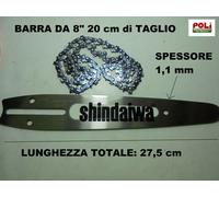 SHINDAIWA BARRA E CATENA CARVING 20CM MOTOSEGA KIT PASSO 1/4" 1.1 mm da 8"