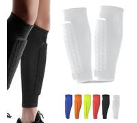 Shindefender Shin Guards, 2025 Upgraded Shindefender Soccer Compression Sleeves with Honeycomb Pads for Youth Adult (White,M)