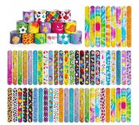 Shindel 96 braccialetti schiaffi, braccialetti schiaffi per bambini, braccialetti a scatto tie dye, dinosauri, sirena, emozioni per feste, premi in ompleanni dei bambini