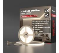 Shine Decor COB LED Striscia 3m, AC 220V 230V IP65 Impermeabile Striscia LED, SMD2025 286 LED/m Ultra Alta Luminosità Striscia Luminosa per Cucina Giardino Illuminazione LED (3 Metri, Bianco Neutro