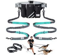 SHINE HAI Guinzaglio retrattile per cani con doppia corda elastica per 2 cani, cintura regolabile in vita, guinzaglio con cuciture riflettenti per corsa, passeggiate, escursionismo, jogging, ciclismo,