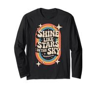 Shine Like Stars Philippians 2:15 Retro Rainbow Bibbia Citazione Maglia a Manica