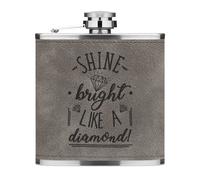 Shine Luminoso come Un Diamante 170ml pelle Sintetica Hip Flask Grigio