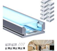 Shine Plus Profili LED Cartongesso da 2 Metri in Alluminio per Strisce Profilo per LED copri in Cartongesso Canaline barre alluminio Strisce Profilo Allumini (U-form, 10×1 Meter)