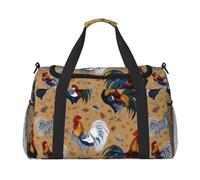 Shine Rooster - Borsone da viaggio con cerniere e manici, grande borsone pieghevole per vacanze in famiglia, Nero , Taglia unica