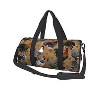 Shine Rooster - Borsone rotondo con stampa di gallo, borsa da viaggio, borsa da palestra, fitness, allenamento, nero, taglia unica, Nero , Taglia unica