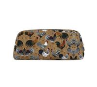 Shine Rooster Printing School - Astuccio in pelle con cerniera per penne a sfera e penne a sfera per studenti, Oro, Taglia unica, Astuccio per trucchi