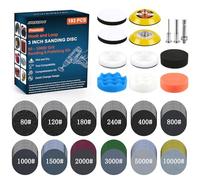 Shineboc 75 mm Dischi Abrasivi,193 Pezzi Rinnova Fari Auto Kit Spugna per Lucidatura Tampone per Lucidatura