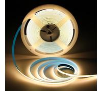 ShineBurky Striscia LED COB 10 Metri Bianco Caldo, 24V Strisce LED CRI93+ Larghezza 8mm LED Strip Light Tagliabile Flessibile Per TV Backlight Cucina Camera da Letto Decorazione (Senza Alimentatore)