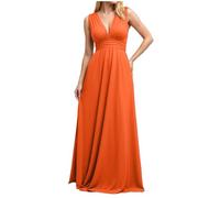 SHINEHUA Abiti da donna con scollo a V prendisole floreale avvolgente in vita abito casual 2025 abiti da donna UK Maxi abito stampa party club elegante spiaggia, Arancione, XL