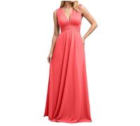 SHINEHUA Abiti da donna con scollo a V prendisole floreale avvolgente in vita abito casual 2025 abiti da donna UK Maxi abito stampa party club elegante spiaggia, Rosso anguria, L