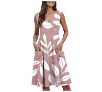 SHINEHUA Abito estivo da donna, maxi abito con stampa, per feste, club, elegante, da spiaggia, senza maniche, aderente, per donne, con scollo a V, casual, per feste, bohémien, fluido, abito lungo da